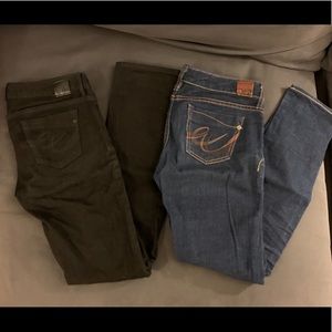 2 Pairs Express Denim Jeans Boot Cut Black Blue W2